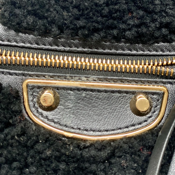 COPY - Balenciaga Shoulder Mini City Gold Shearling Fur Top Handle Cross Body B… - Picture 2 of 7